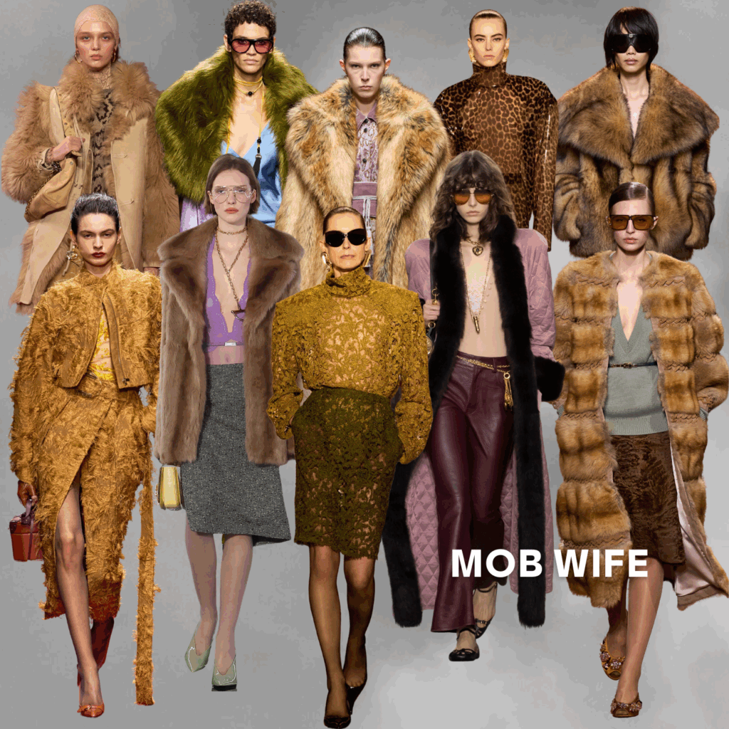 Glamourös und aufreizend so ist der Mob Wife Look. Mehr im Podcast.